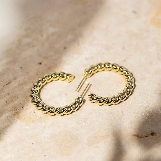 Rope Twist Hoop Earrings | Gold