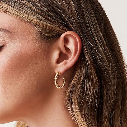 Rope Twist Hoop Earrings | Gold