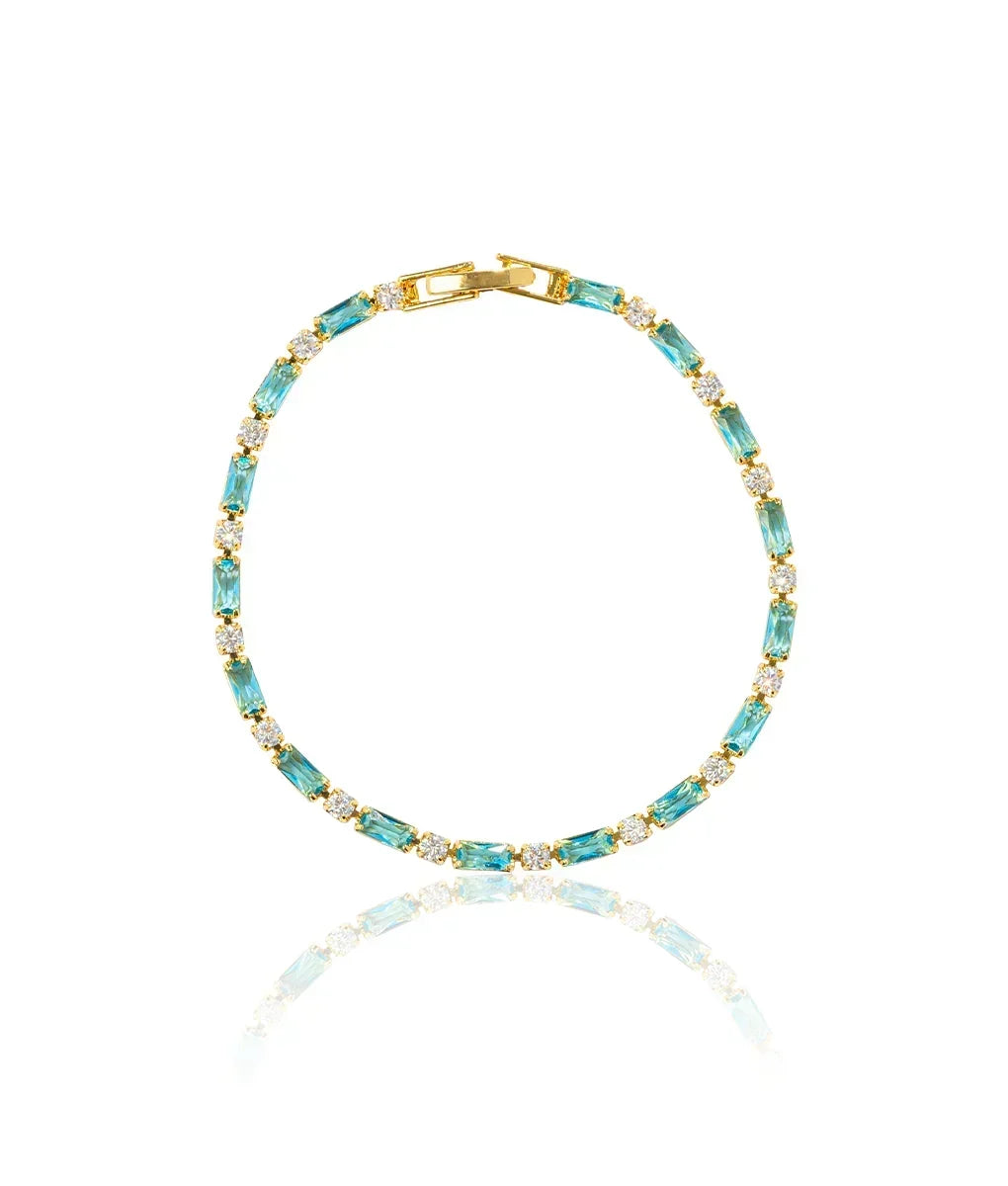 Natural Turquoise Stone Bracelet | Gold