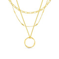 Open Circle Three Row Necklace | Gold