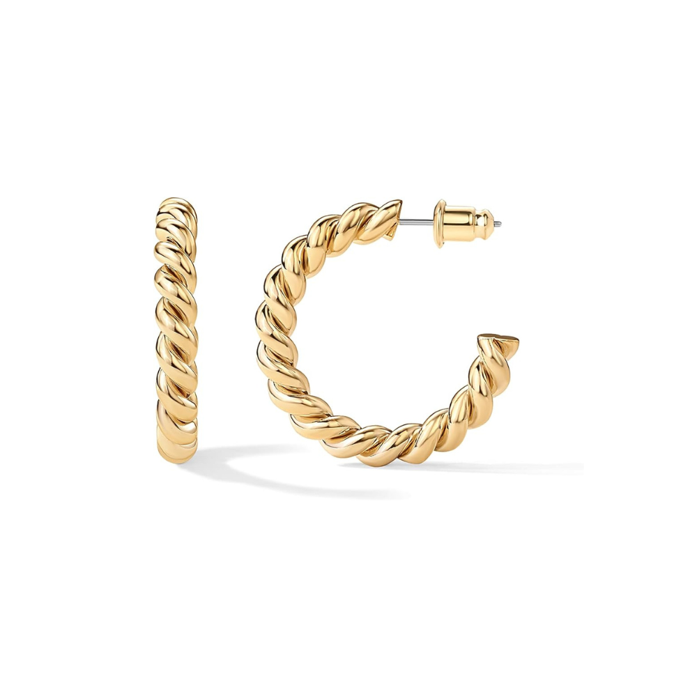 Rope Twist Hoop Earrings | Gold